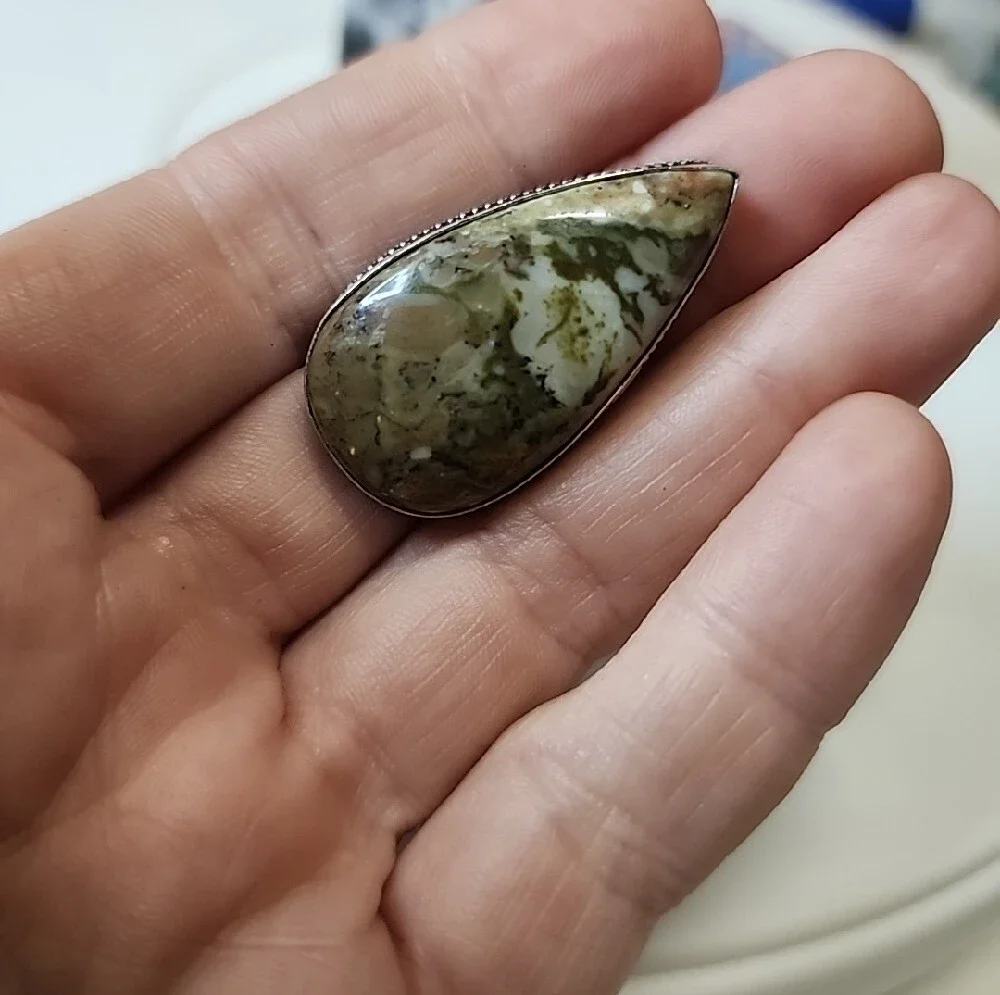 Teardrop Jasper Ring - Green